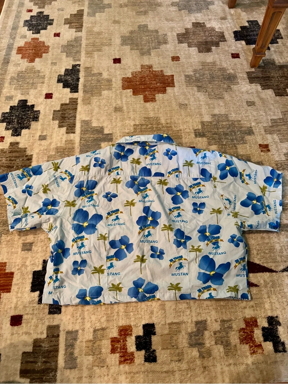 Light Blue Tropical Floral Button-Down Shirt